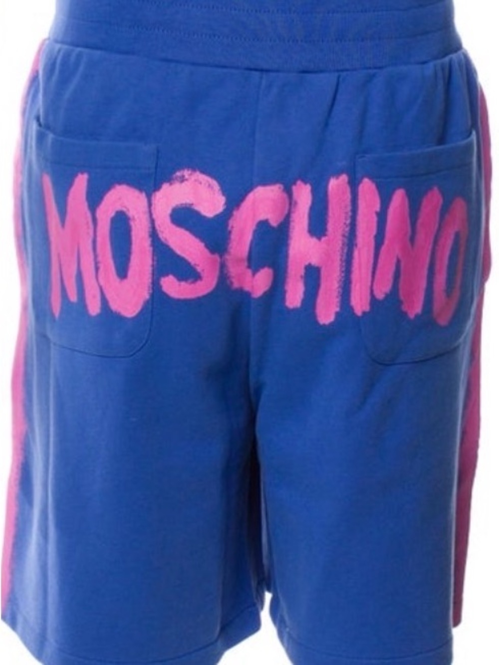 Moschino Royal Blue Jogger Shorts with Pink Logo Size 38
